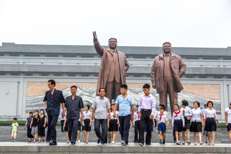 Pyongyang,,North,Korea,-,August,15th,2016,-,Locals,Walking